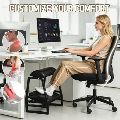 Under Desk Iron FootRest,Adjustable 9-Position Ergonomic Foot Stool - color: Black