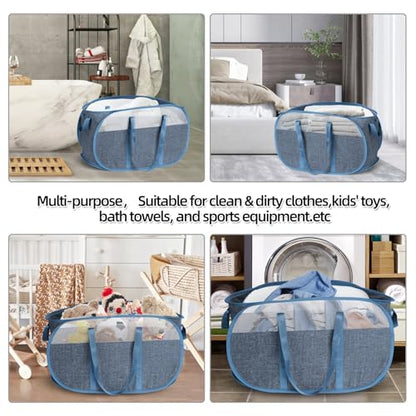 100L Collapsible Laundry Baskets, Tear Proof Pop Up Laundry Hamper with Dual Handles, Large Foldable Laundry Basket, Easy to Carry Laundry Hamper for Home, Laundry Room, Bedroom, Dorm, Travel Blue - color: 100L-1x-Blue