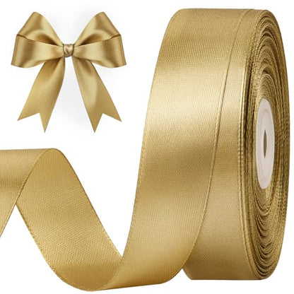 Champagne Gold Satin Ribbon, 1 Inch, 50 Yards - color: champagne gold
