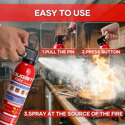 Multipurpose Fire Extinguisher (4 Pack, 21oz Each) with Wall Mount Bracket, Water-Based Foam No Residue, for Kitchen Grease & Electrical Fires, Portable Small Extinguisher for Home, Vehicle & Office - size: 4PCS