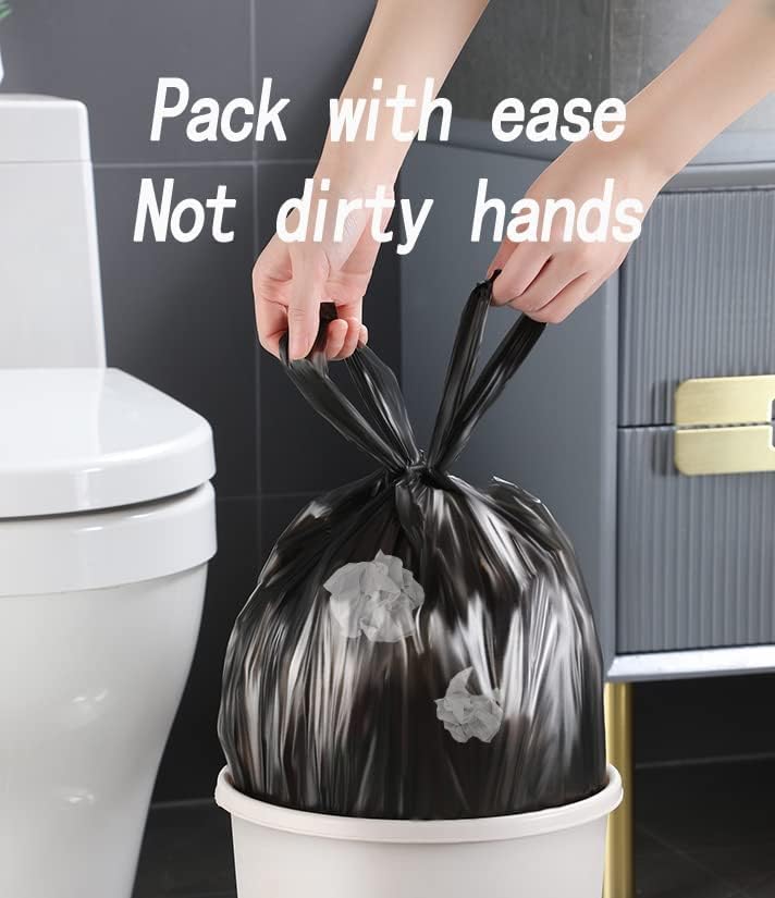 4 Gallon Trash Bag,Small Black Trash Bags 200 Counts,Thicken Value,Handles - color: Black, size: 1 Count (Pack of 200)