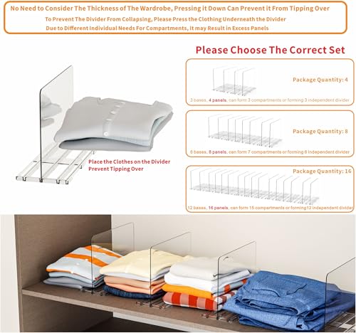 Yieach Clear Acrylic Shelf Dividers for Closet Organization,8 Pack Adjustable Bags,Clutch,Purse Organizer and Storage,Handbag Organizer for Closets,Purse Divider,8.8″ Tall Sweater,Tshirt,Towel Divider