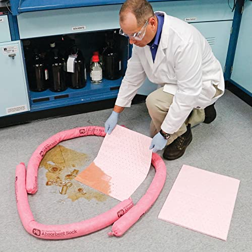 PIG Hazmat Chemical Absorbent Socks - 4 Pack - ext. Dia. 3" x 46" L- Absorbs up to 100 oz. per Sock - PM50038 - size: 4-Pack