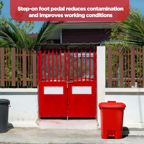 1 Pcs 5 Gallon Red Trash Can Biohazard Step on Hands-Free Waste - color: Red, size: 5 Gallon