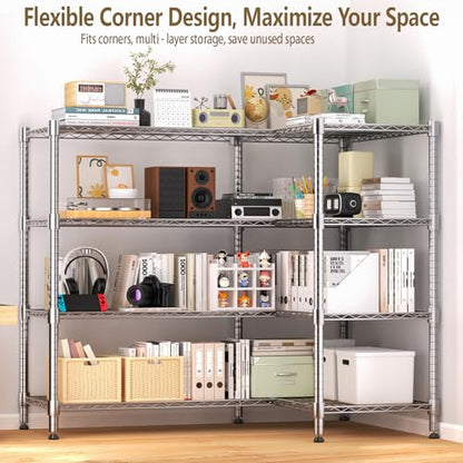 Himimi 4-Tier Metal Shelving-1600LBS Capacity, Adjustable Wire Shelf Unit with Leveling Feet for Kitchen, Garage, Pantry, Laundry, 72" W x 18" D x 60" H, Silver - color: Silver Grey, size: 72"W×18"D×60"H, 4-Tier
