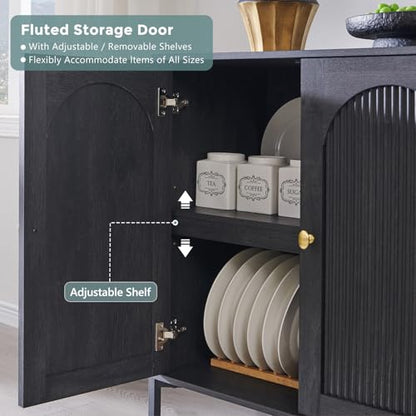 IFGET 61.75" W Modern Arch Sideboard Buffet Cabinet with Storage, Dark Grey - color: Dark Grey, size: 2 Pieces