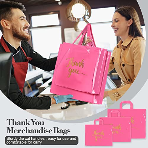 Teling 200 Pcs Thank You Shopping Bags with Handle,Pink - color: Pink