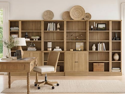 Narrow Bookshelf, 5-Tier Adjustable Shelves, 72.5" - color: Oak