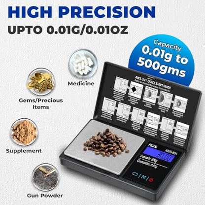 Series Digital Pocket Weight Scale 600g x 0.1g |Digital Gram Scale Small Scale Mini Food Scale Jewelry Scale Ounces/Grains Scale, Easy to Carry - AMERICAN WEIGH SCALES (Black, 500g x 0.01g) - color: Black, size: 500g x 0.01g