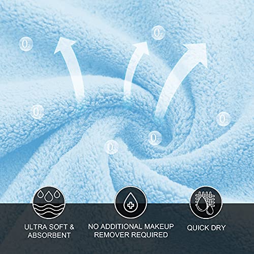 MOONQUEEN Microfiber Facial Cloths Fast Drying Washcloth 12 Pack - Premium Soft Makeup Remover Cloths - Aquamarine - color: Aquamarine, size: 12x12 Inch (Pack of 12)