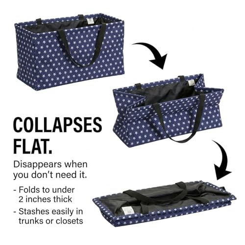 Household Essentials Blue with White Stars Krush Container All-Purpose Utility Tote, 22" LX11 WX13 H (Pack of 12) - color: Estrellas Azules