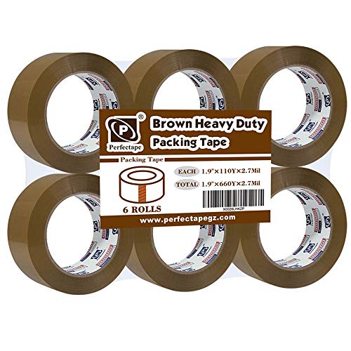 PERFECTAPE Heavy Duty Brown Packing Tape, 1.88 in x 100m, 6 Rolls - size: 6-PACK