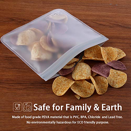 SPLF 12 Pack Dishwasher Safe Reusable Food Storage Bags, Gray - color: Gray, size: 12 Pack-2 Gallon 5 Sandwich 5 Snack