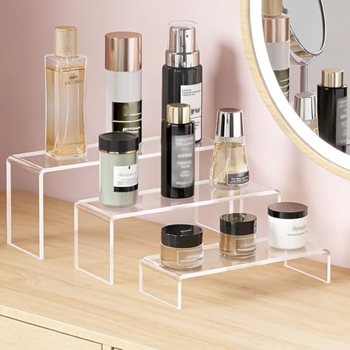 6 Pack Clear Acrylic Display Risers, Tiered Stands for Collectibles, Figures, Perfume, Retail Countertops and Shelves - color: Clear, size: 6PCS