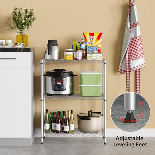 FDW | 3-Tier Wire Shelf | 23" x 13" x 30" | Chrome - color: Chrome, size: 3-Shelf No Wheels