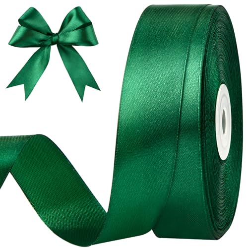 Dark Green Satin Ribbon, 1 Inch, 50 Yards - color: dark green