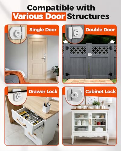 Combination Cabinet Lock, Keyless Code Lock, White, 2 Pack - color: White-2PCS