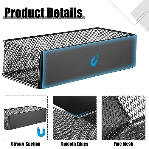 Tioncy 4 Pcs Magnetic Storage Bin Magnetic Locker Organizer for Pegboard Refrigerator Shelves Basket Container Wire Storage Holder for Kitchen Home Whiteboard(Black,10.6''l, 6.2''l) - size: 10.6''L, 6.2''L