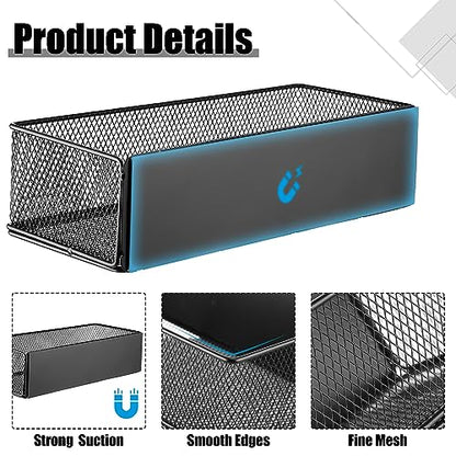 Tioncy 4 Pcs Magnetic Storage Bin Magnetic Locker Organizer for Pegboard Refrigerator Shelves Basket Container Wire Storage Holder for Kitchen Home Whiteboard(Black,10.6''l, 6.2''l) - size: 10.6''L, 6.2''L