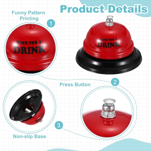 PATIKIL Desk Bell, 3.3" Service Call Bell Ringing, Drink, Bright Red - color: Bright Red(drink)