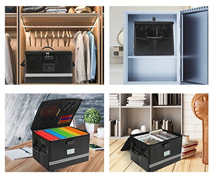 EXLIFBAG Fireproof File Organizer with Lock, 1 Layer - color: Black, size: 1 Layer