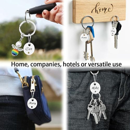 Gute 100Pcs Plastic Key Tags with Metal Hooks,1 Inch Double-Sided Labels