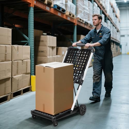 2-Tier Collapsible Aluminum Utility Cart, 198 Lb Capacity, 360° Wheels - color: Green