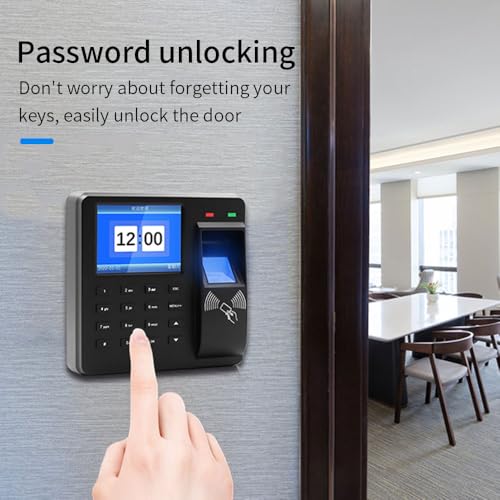 Access Control Time Attendance Machine Fingerprint Recognition/Password/Card Time Clock Employee Check-in Recorder with 10PCS Thick Card