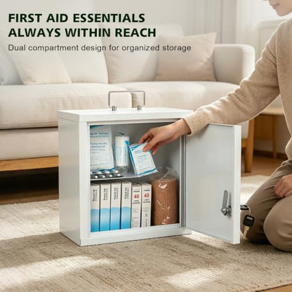 KYODOLED Locking Medication Lock Box with Keys, Wall Mount, White
