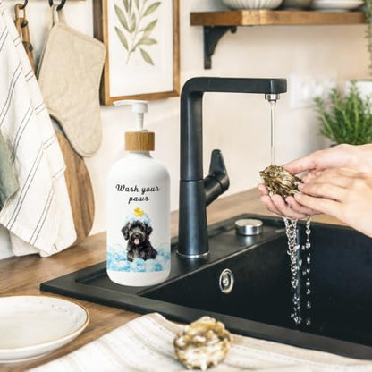 Black Poodle Gifts Glass Soap Dispenser with Pump - color: Poodle 03