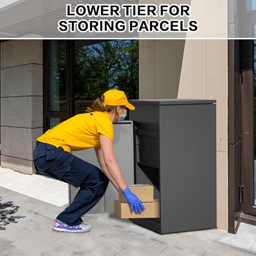 Package Delivery Boxes for Outside, Large Mailbox for Parcel 19.7”x16.1x”33.5”, Anti-Theft Parcel Mailbox with Coded Lock, Wall Mounted Waterproof Home Parcel Box for Porch Yard, Galvanized Steel - size: 19.7”x16.1”x33.5”