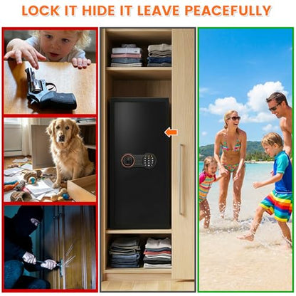 8.2 Cub Fireproof Safe with Inner Lock Box for Home Use, Closet-Friendly - size: 8.2 Cub