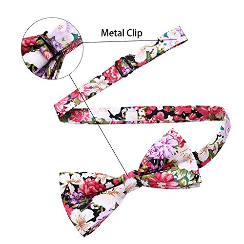 AUSKY 8 PACKS Elegant Adjustable Pre-tied Bow Ties for Men Boys (1&4&5&6&8 Pack for option) - color: Floral D