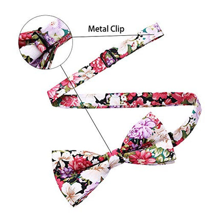 AUSKY 8 PACKS Elegant Adjustable Pre-tied Bow Ties for Men Boys (1&4&5&6&8 Pack for option) - color: Floral D
