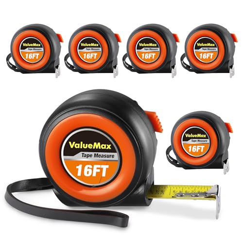 ValueMax Tape Measure, 6 Pack 16FT Measuring Tape Retractable - color: Black