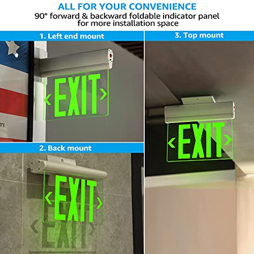 LEONLITE 6-Pack LED Edge Lit Exit Sign, Green Letter Emergency Exit Sign - color: Green