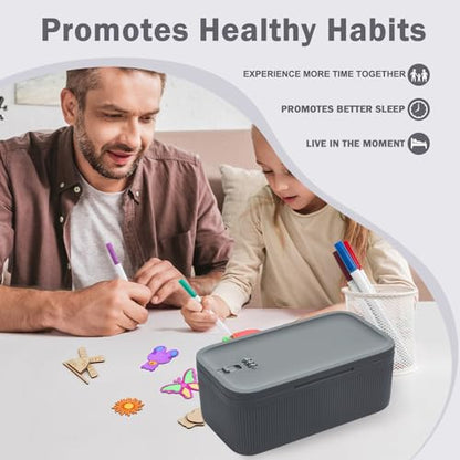 Lockable Storage Box, Small Lock Box with Combination Code for Phone/Medicine Safe/Food Home/Refrigerator/Office/Personal Items/Travel/Gift,9.25 x 5.04 x 3.62’’ - color: Gray