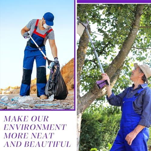 Ctosree 8 Pack 32" Trash Grabber Reacher Tool for Elderly, Foldable Litter Picker Upper, Lightweight Trash Pick up Stick, Long Handy Mobility Aids for Home Garden Arm Extension(Purple) - color: Purple