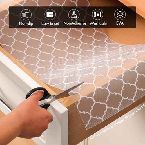 Cooyes Shelf Liner for Kitchen Cabinets, Non‑Adhesive Drawer Liner - color: Absolute White, size: 17.5"W x 360"L