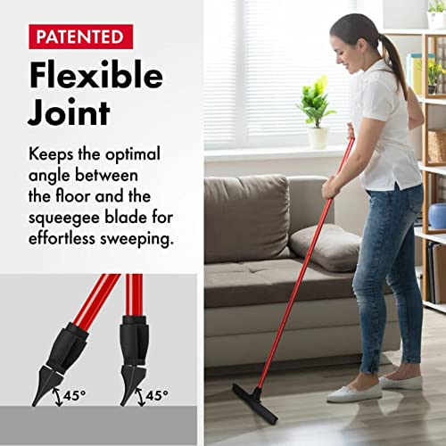 Heavy-Duty Floor Squeegee - Large 18" Wide Blade & 55" Long Handle Professional Grade Concrete, Garage & Commercial Rubber Squeegee Broom Floor Cleaner - Wood, Tile, Shower, Glass, Deck, Window - size: 18 Inch Blade - 1 Piece Handle