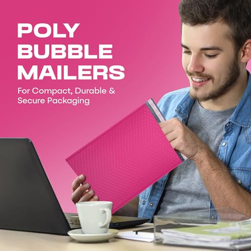 Hot Pink Bubble Mailers 4x8, Self Seal Poly Padded Envelopes #000, 500 Pack - color: Hot Pink, size: 4"x8" / 500 Pack