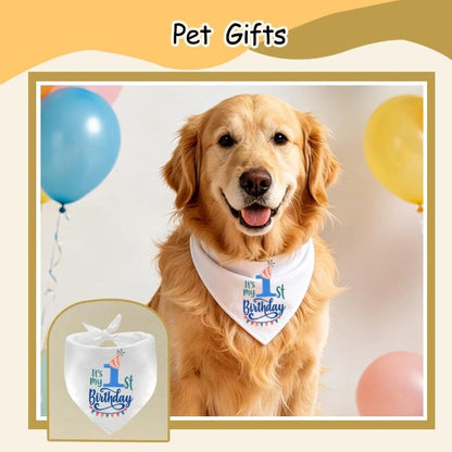 Dog 1st Birthday Boy Bandana Scarf Puppy Scarf First Birthday Scarf for Boy Small Medium Large Pet Dogs One Year Old Bday Party Accessories - color: 1st Boy
