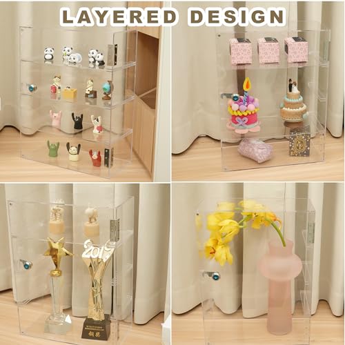 4 Shelf Acrylic Display Case with Lock, Cabinet for Collectibles - size: Acrylic Display Case-4