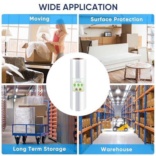 TICONN Stretch Wrap Roll, 18 in x 1000 ft Plastic Wrap for Moving Furniture - style: 18''-1PK Clear (No handle)
