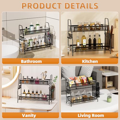 VITVITI 2 Tier Bathroom Countertop Organizer, Vanity Storage Shelf, Black - color: 2 Tier Large Black