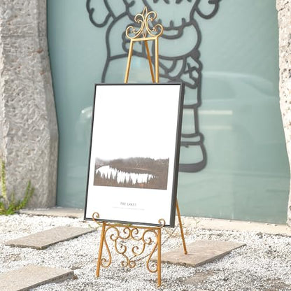 Gold Easel Stand for Sign, Heavy Duty Adjustable Metal Display Easel