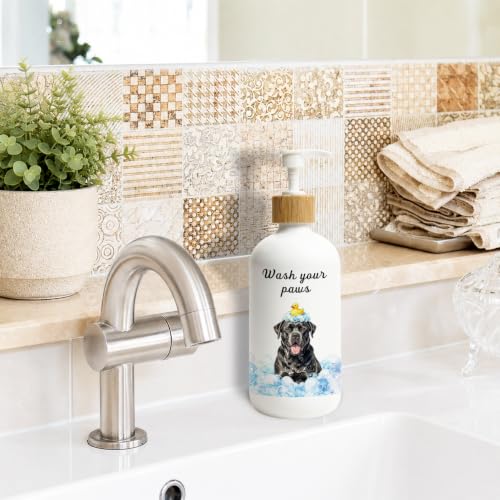Black Labrador Retriever Dog Glass Soap Dispenser with Pump - color: Labrador