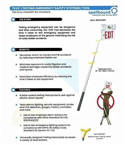 Tess Safety Pole – Extendable Tool for Testing Smoke Detectors and Fire Alarms