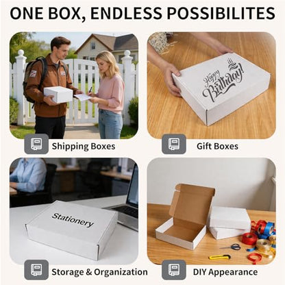 Fishat 13" x 10" x 3" White Corrugated Cardboard Shipping Boxes Set of 5 - size: 13" x 10" x 3"