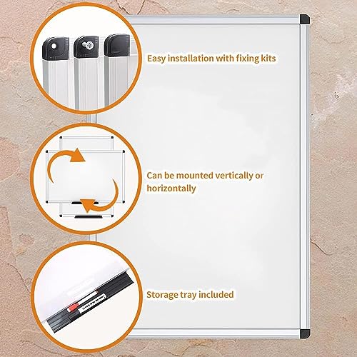 VIZ-PRO Dry Erase Board/Wall Mounted Whiteboard, 36 x 24 Inches - size: 36"W x 24"H